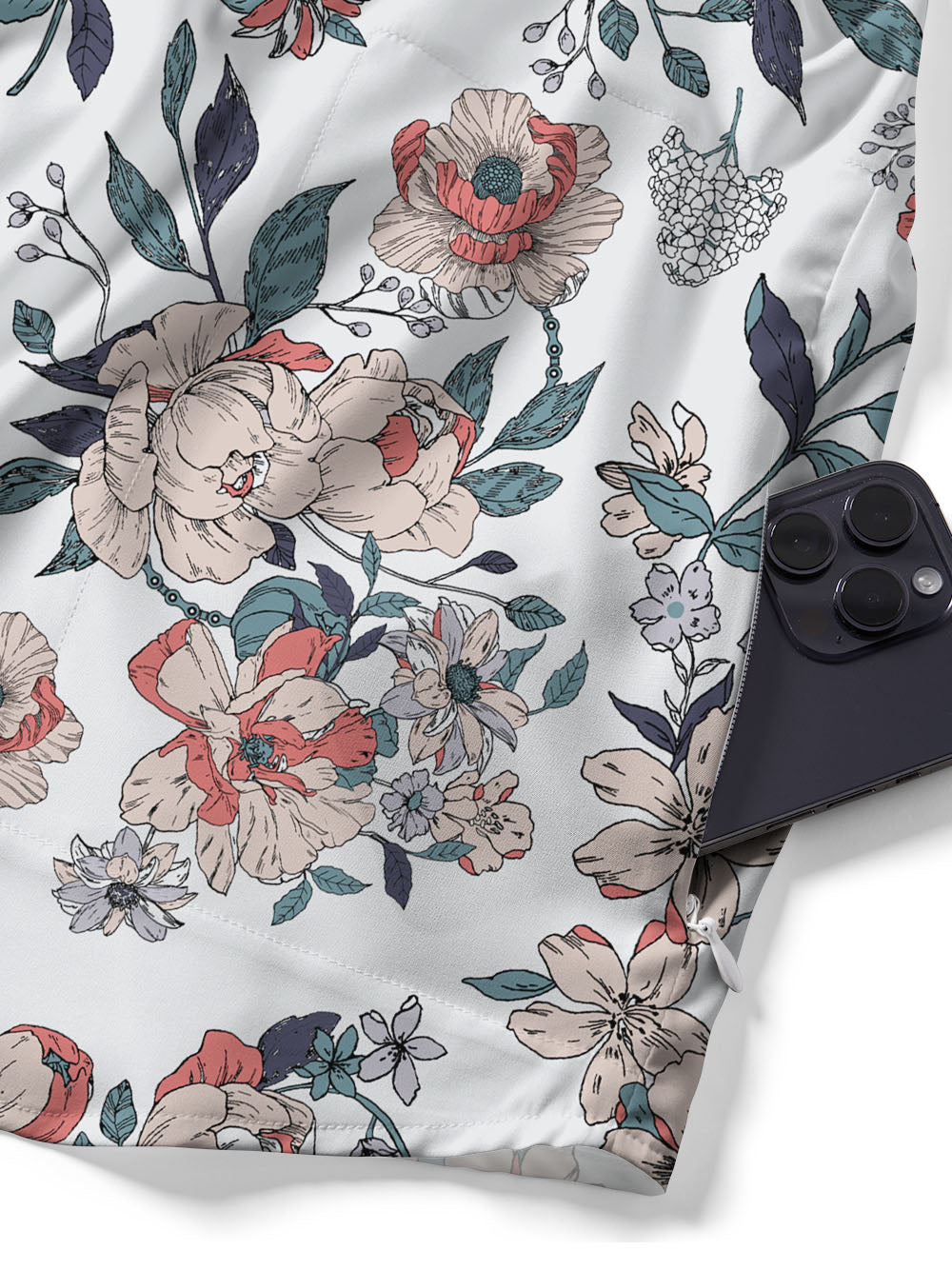 Orionride Buds Of Flowers Zipper Pockets Ultra Lightweight Short Sleeves Gravel Shirt