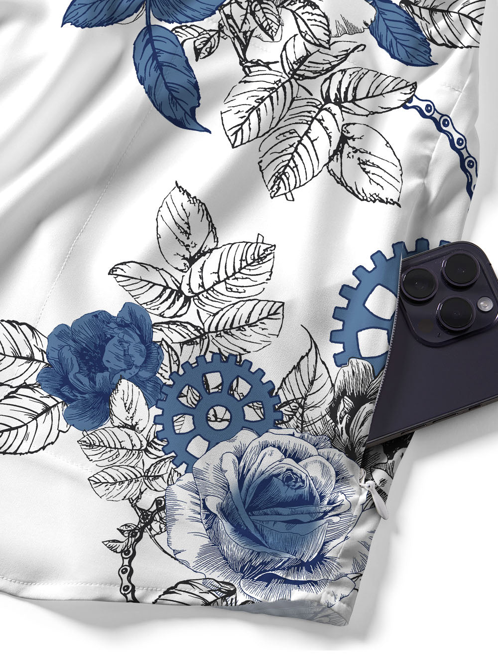 Orionride Blooming Roses Zipper Pockets Ultra Lightweight Short Sleeves Gravel Shirt