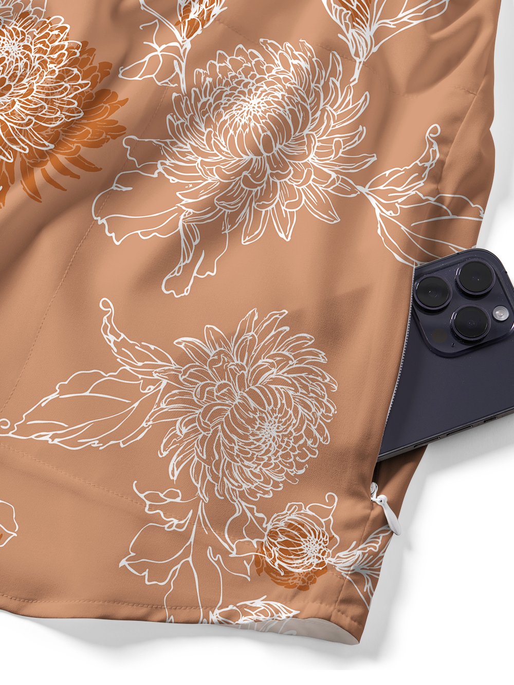 Orionride Fine-petaled chrysanthemum Zipper Pockets Ultra Lightweight Short Sleeves Gravel Shirt