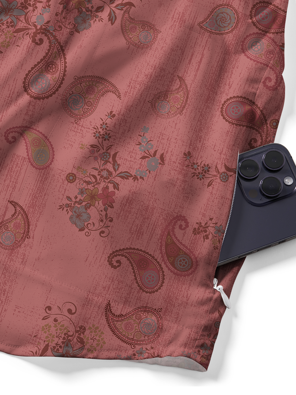 Orionride Red Cashew Flower Zipper Pockets Ultra Lightweight Short Sleeves Gravel Shirt