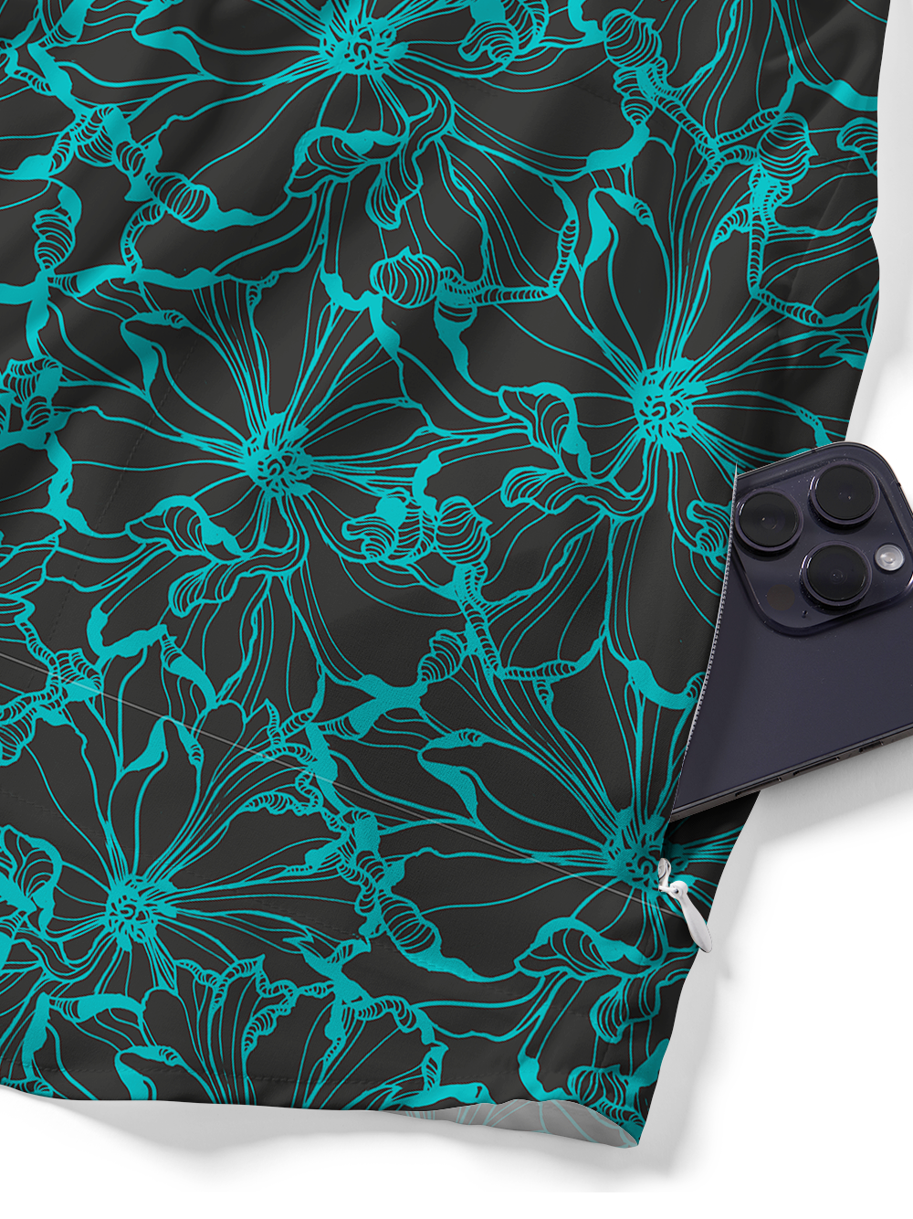 Orionride Blue-green Flowers Zipper Pockets Ultra Lightweight Short Sleeves Gravel Shirt