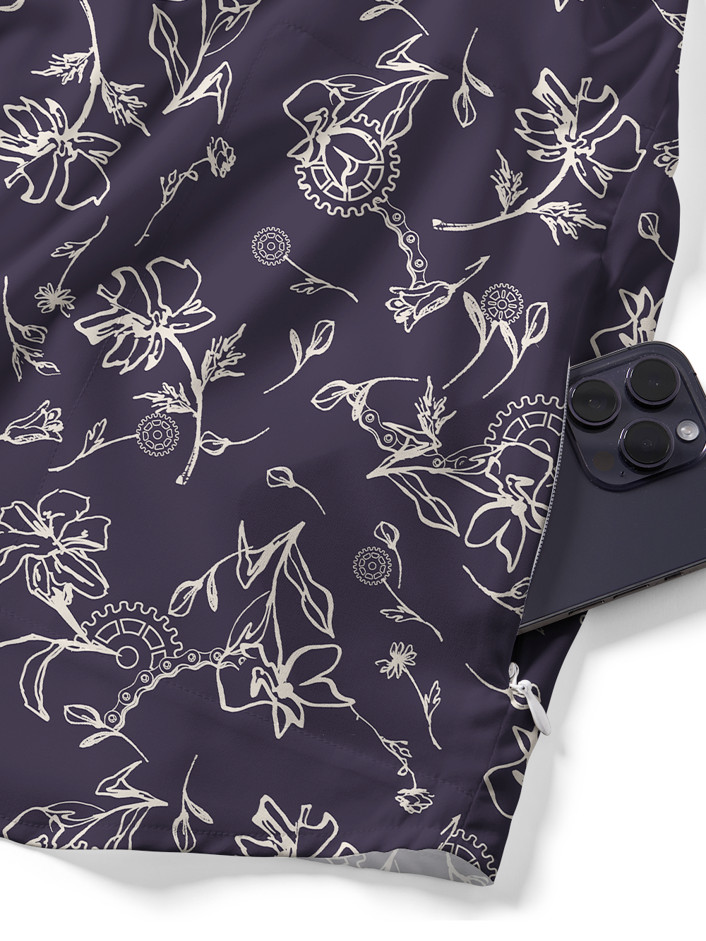 Orionride Linear Gear Flower Zipper Pockets Ultra Lightweight Short Sleeves Gravel Shirt