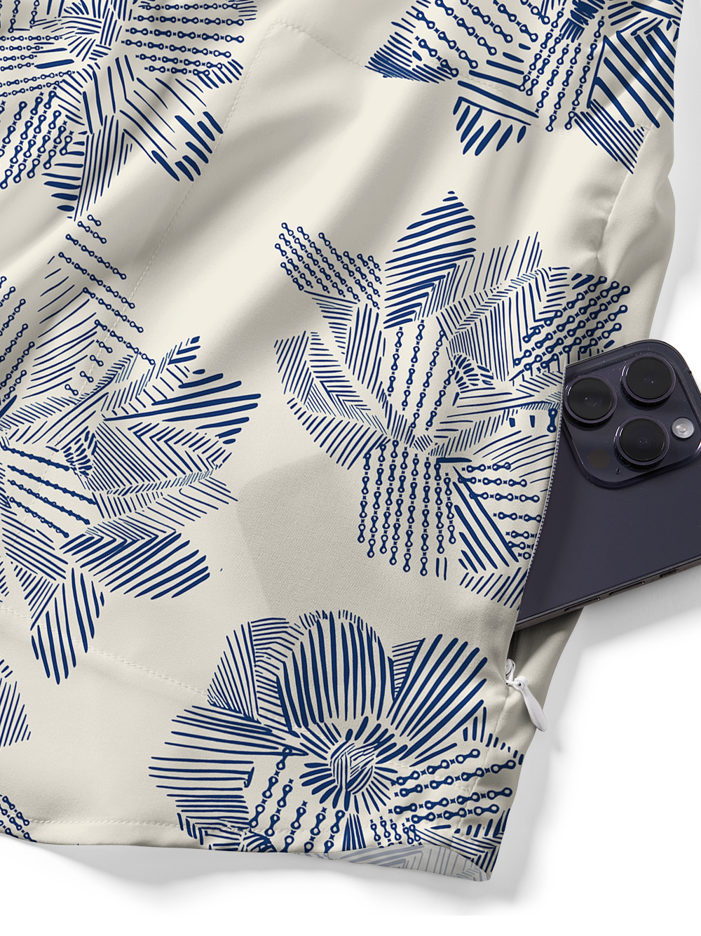 Orionride Diagonal Flowers Zipper Pockets Ultra Lightweight Short Sleeves Gravel Shirt