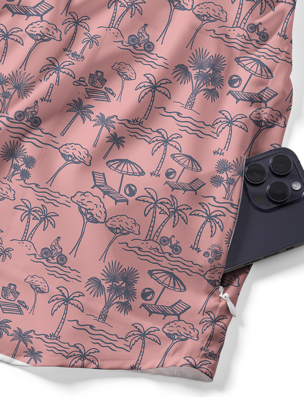 Orionride Beach Coconut Trees Zipper Pockets Ultra Lightweight Short Sleeves Gravel Shirt