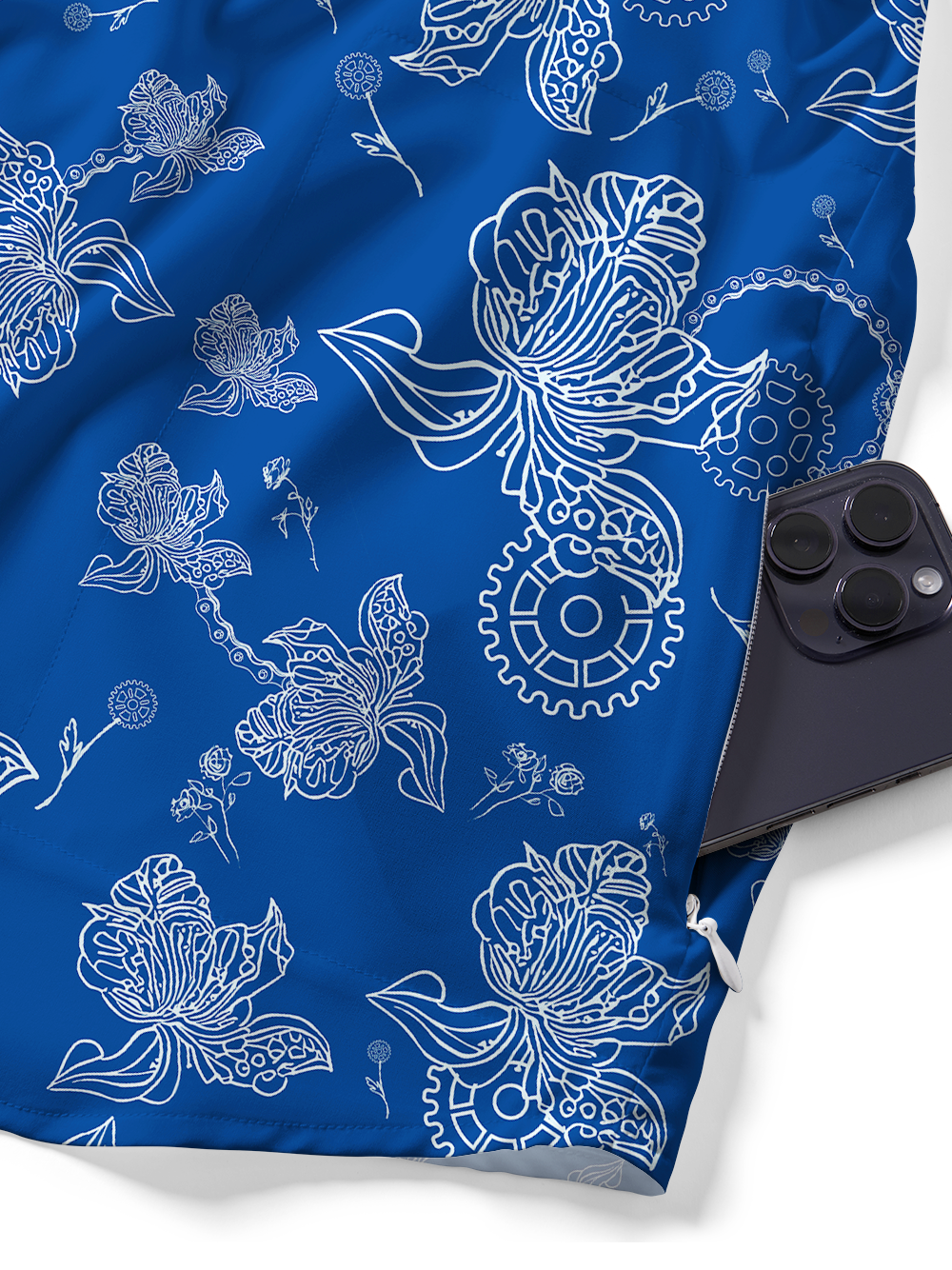 Orionride Linear Floral Zipper Pockets Ultra Lightweight Short Sleeves Gravel Shirt