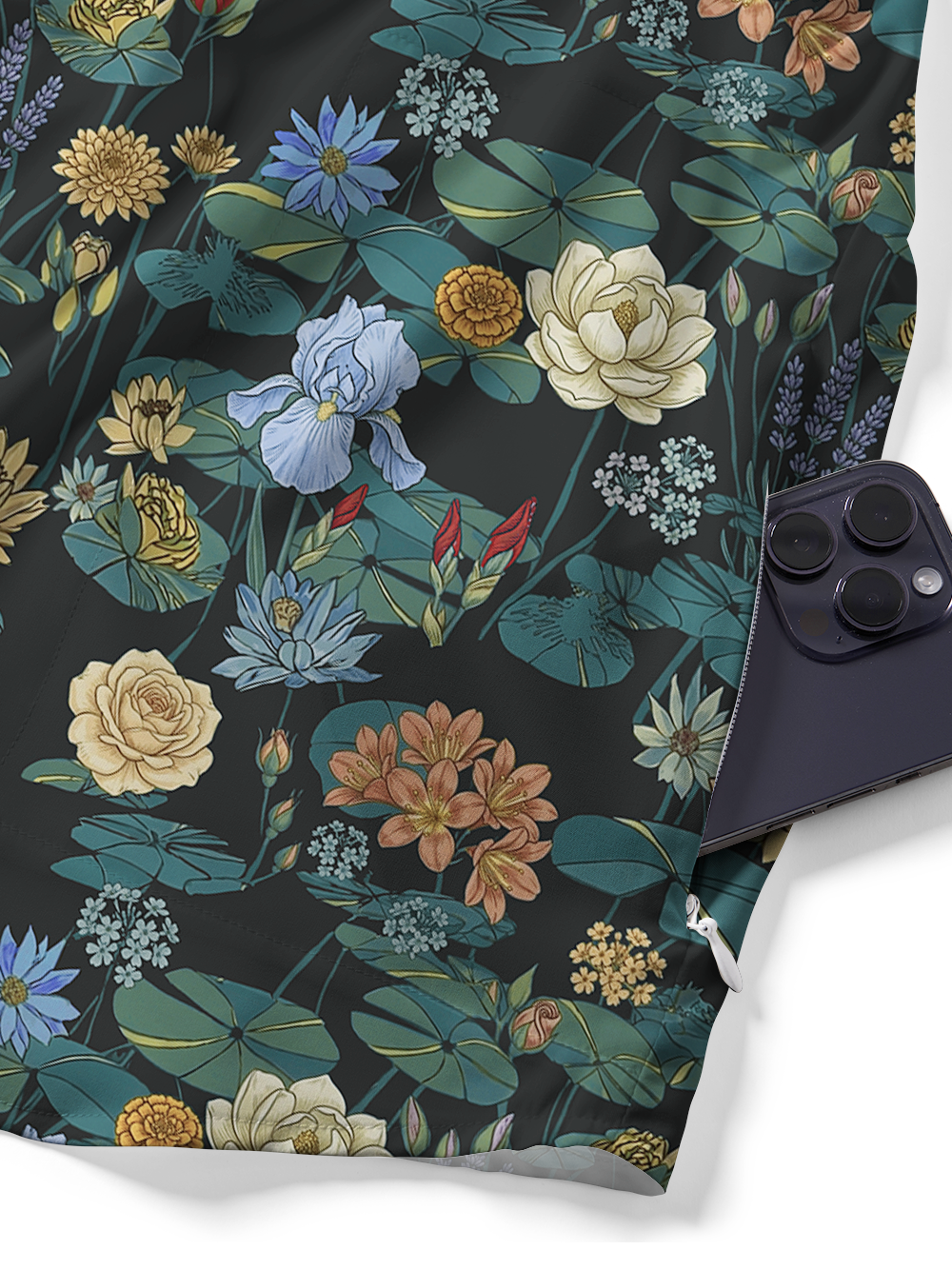 Orionride Lotus Pond Scenery Zipper Pockets Ultra Lightweight Short Sleeves Gravel Shirt