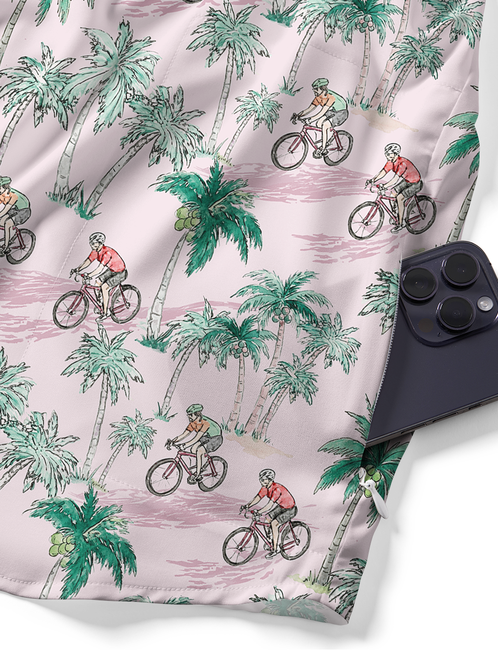 Orionride Pink Coconut Tree Zipper Pockets Ultra Lightweight Short Sleeves Gravel Shirt