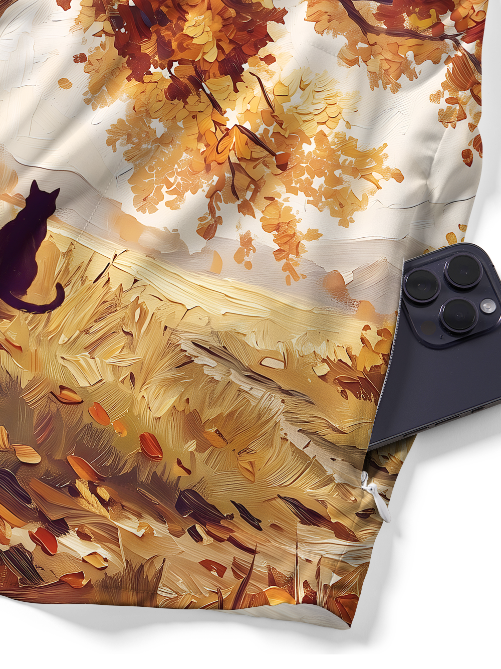Orionride Golden Autumn Cat Zipper Pockets Ultra Lightweight Short Sleeves Gravel Shirt
