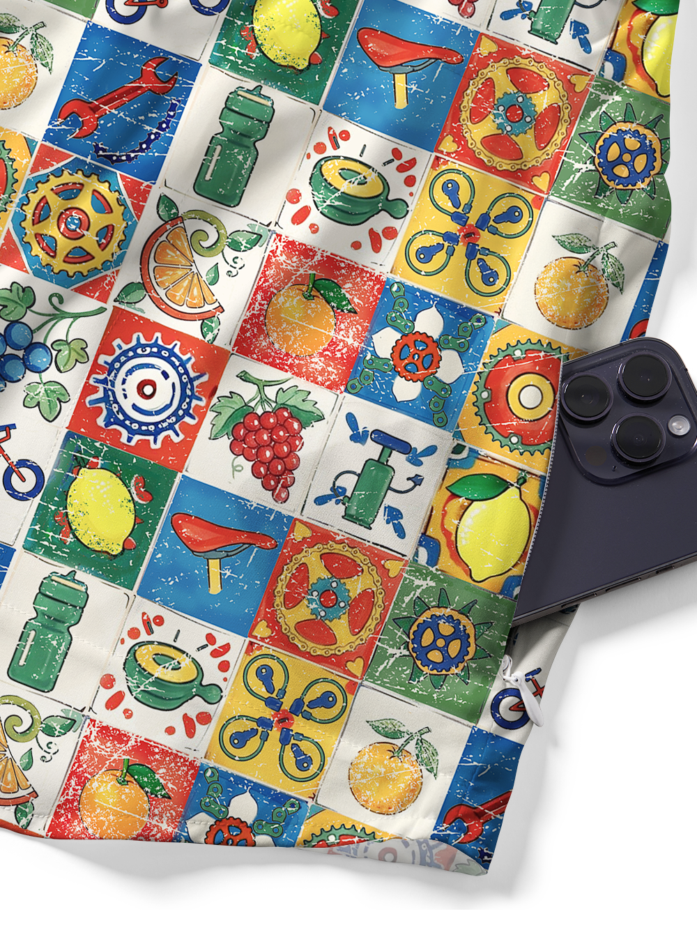 Orionride Fruits And Gears Zipper Pockets Ultra Lightweight Short Sleeves Gravel Shirt