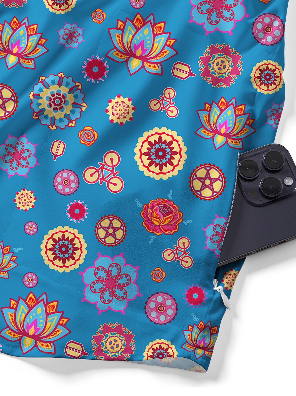 Orionride Colorful Flowers Zipper Pockets Ultra Lightweight Short Sleeves Gravel Shirt