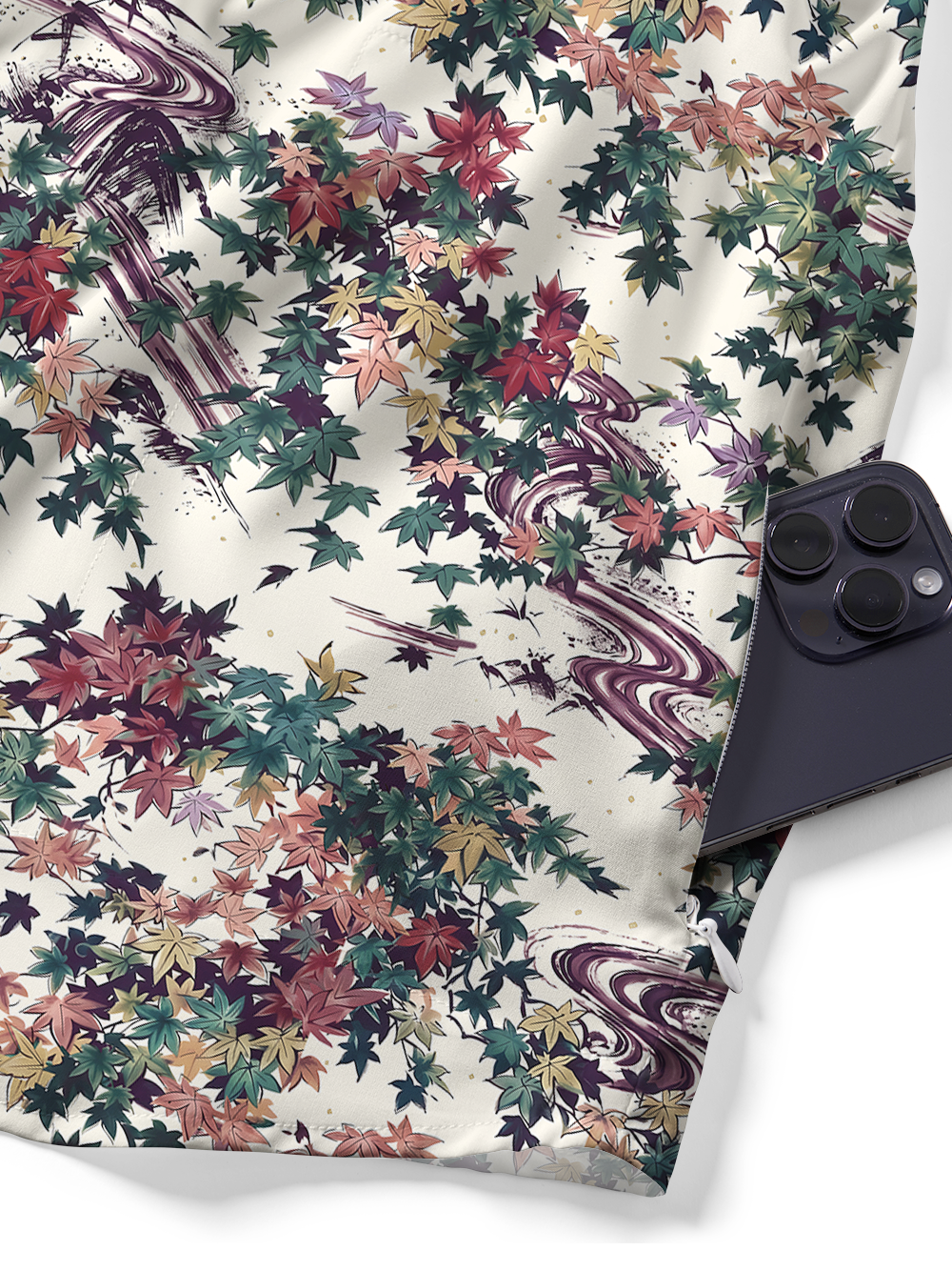 Orionride Maple Leaves Zipper Pockets Ultra Lightweight Short Sleeves Gravel Shirt