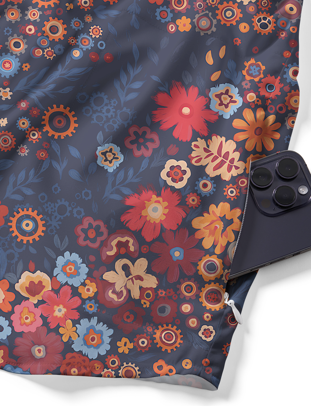 Orionride Mechanical Florals Zipper Pockets Ultra Lightweight Short Sleeves Gravel Shirt