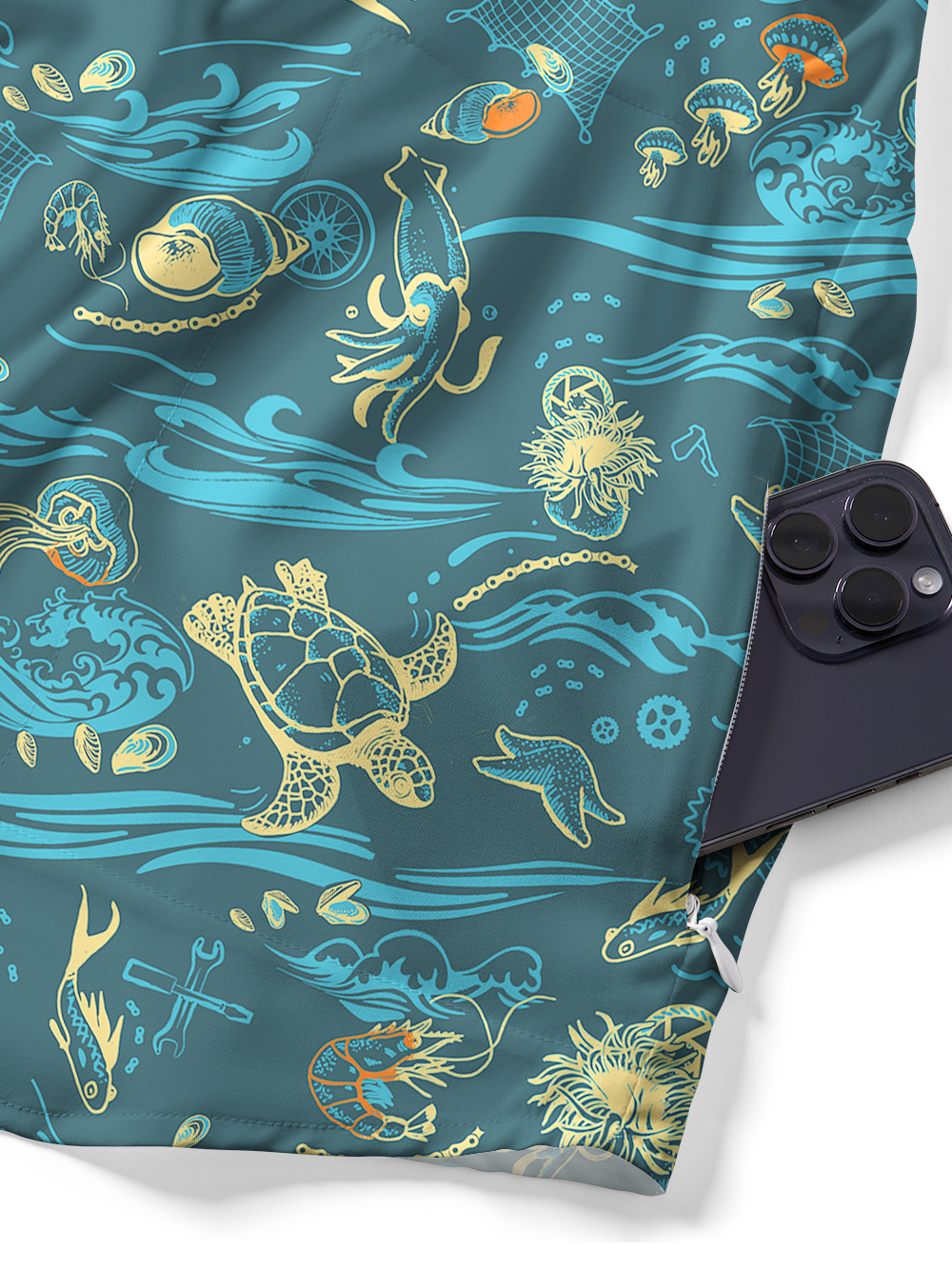 Orionride Playing In The Sea Zipper Pockets Ultra Lightweight Short Sleeves Gravel Shirt