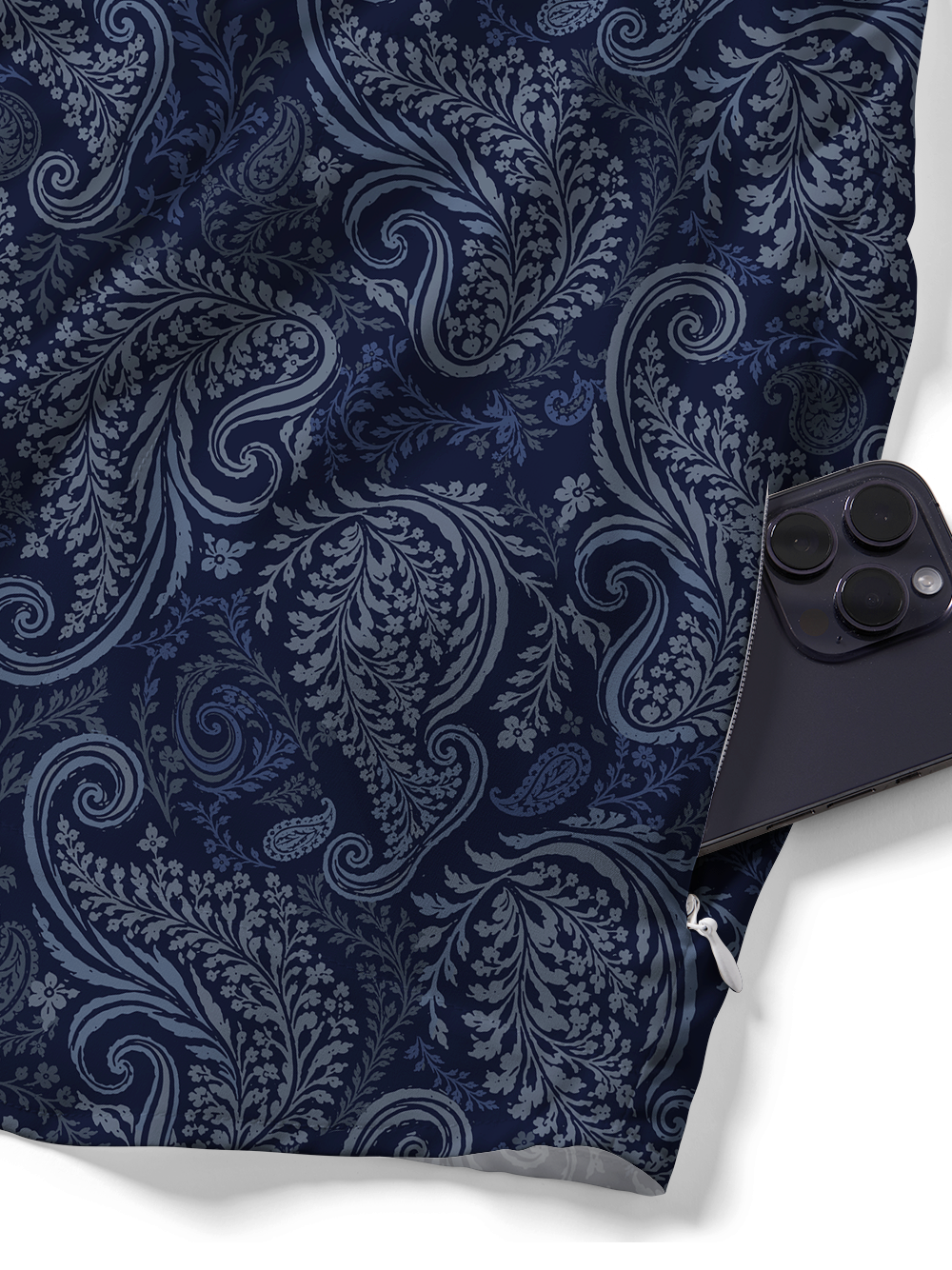 Orionride Blue Paisley Zipper Pockets Ultra Lightweight Short Sleeves Gravel Shirt