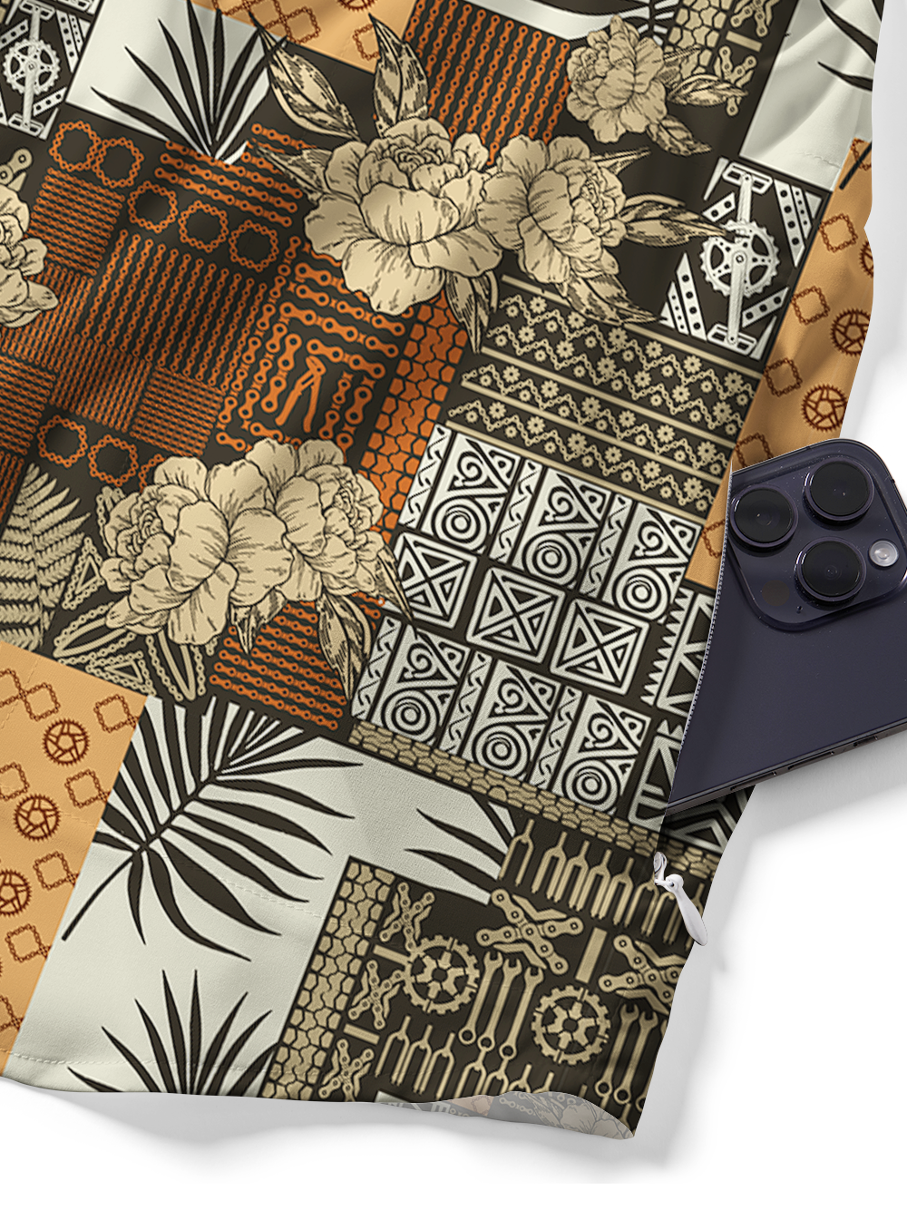 Orionride Hibiscus Totem Zipper Pockets Ultra Lightweight Short Sleeves Gravel Shirt