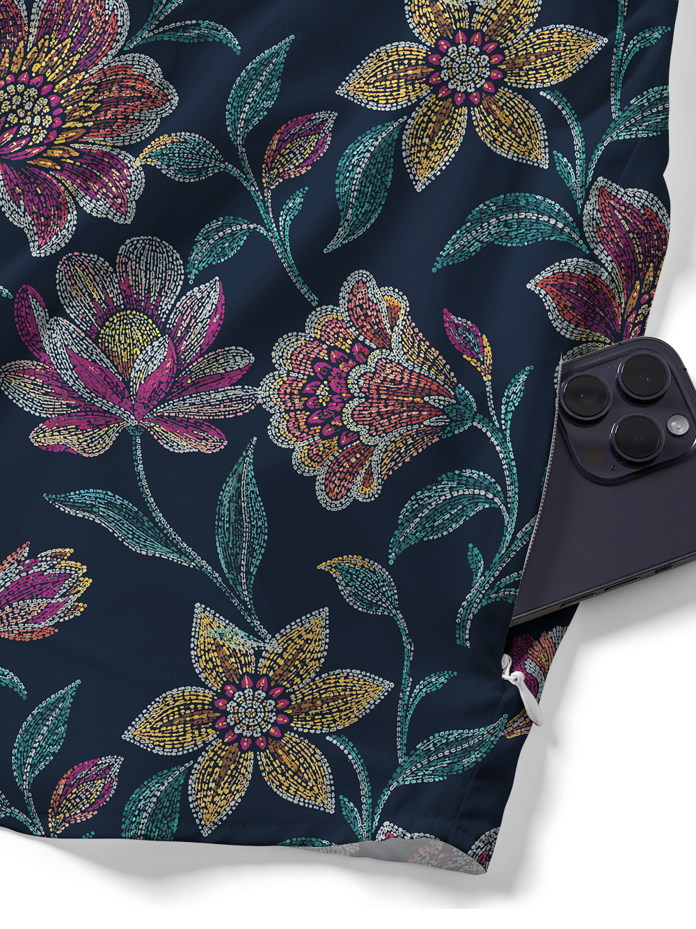 Orionride Beaded Floral Zipper Pockets Ultra Lightweight Short Sleeves Gravel Shirt