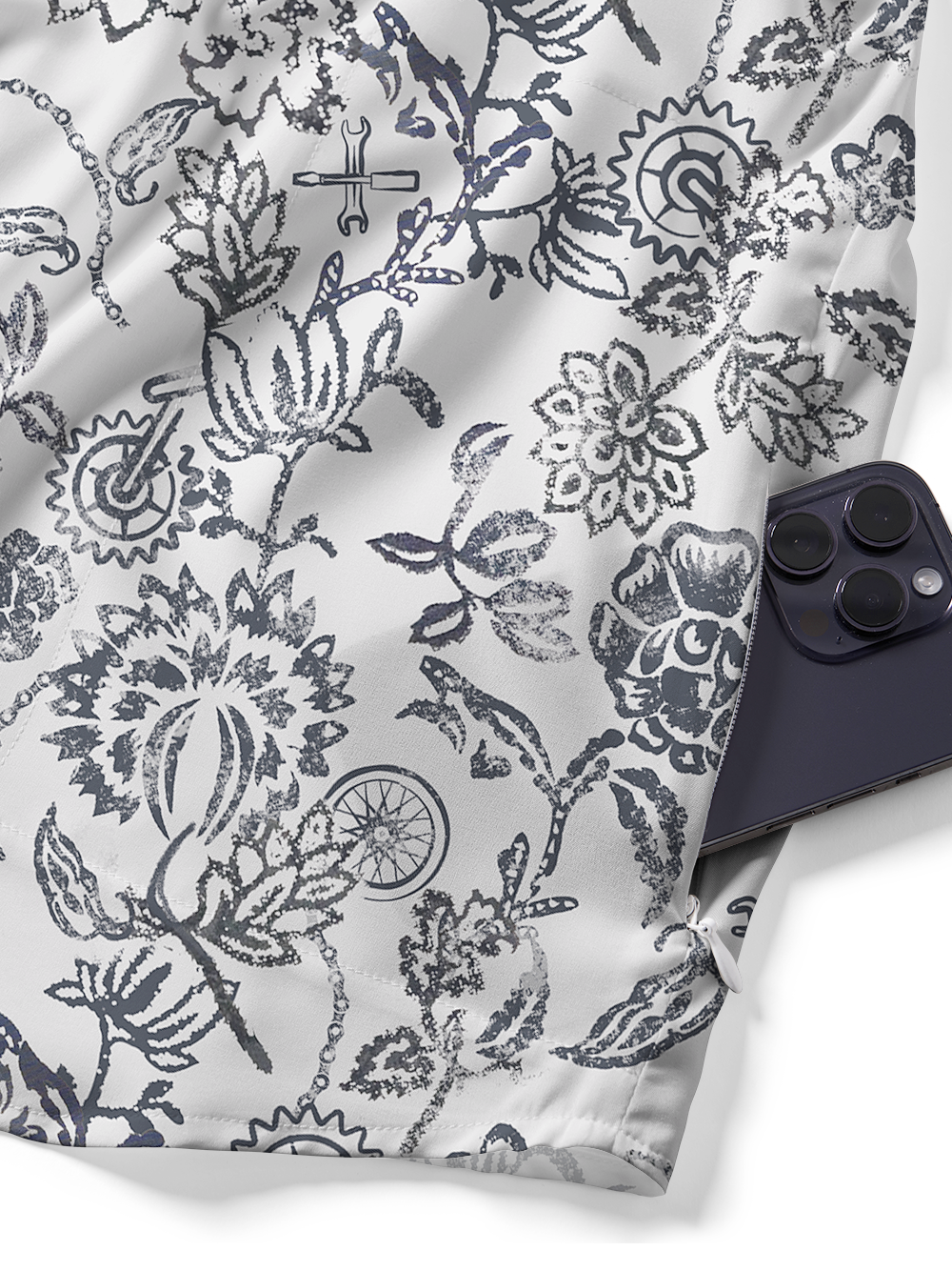 Orionride Line Drawing Flowers Zipper Pockets Ultra Lightweight Short Sleeves Gravel Shirt