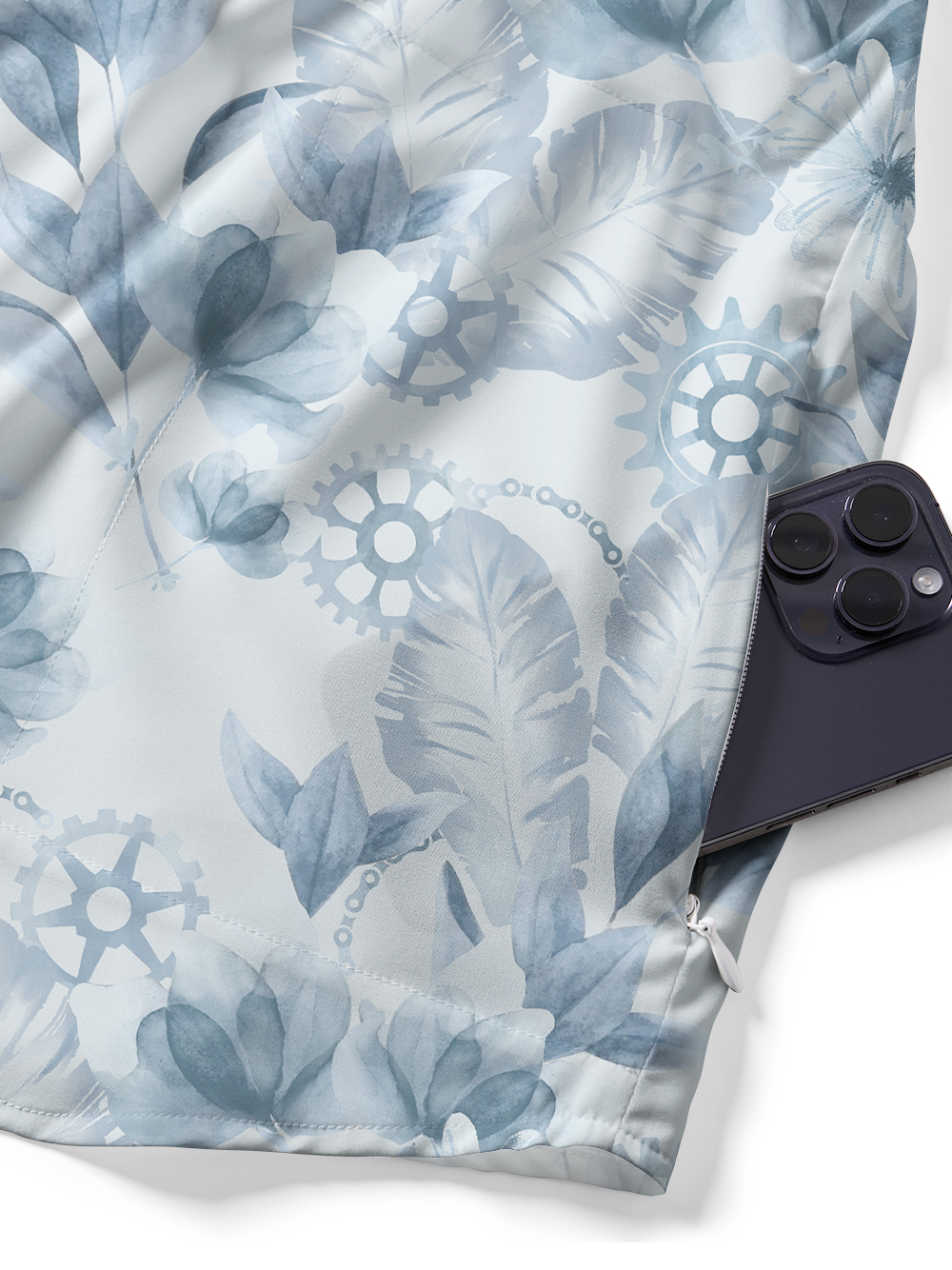 Orionride Ink Flower Zipper Pockets Ultra Lightweight Short Sleeves Gravel Shirt