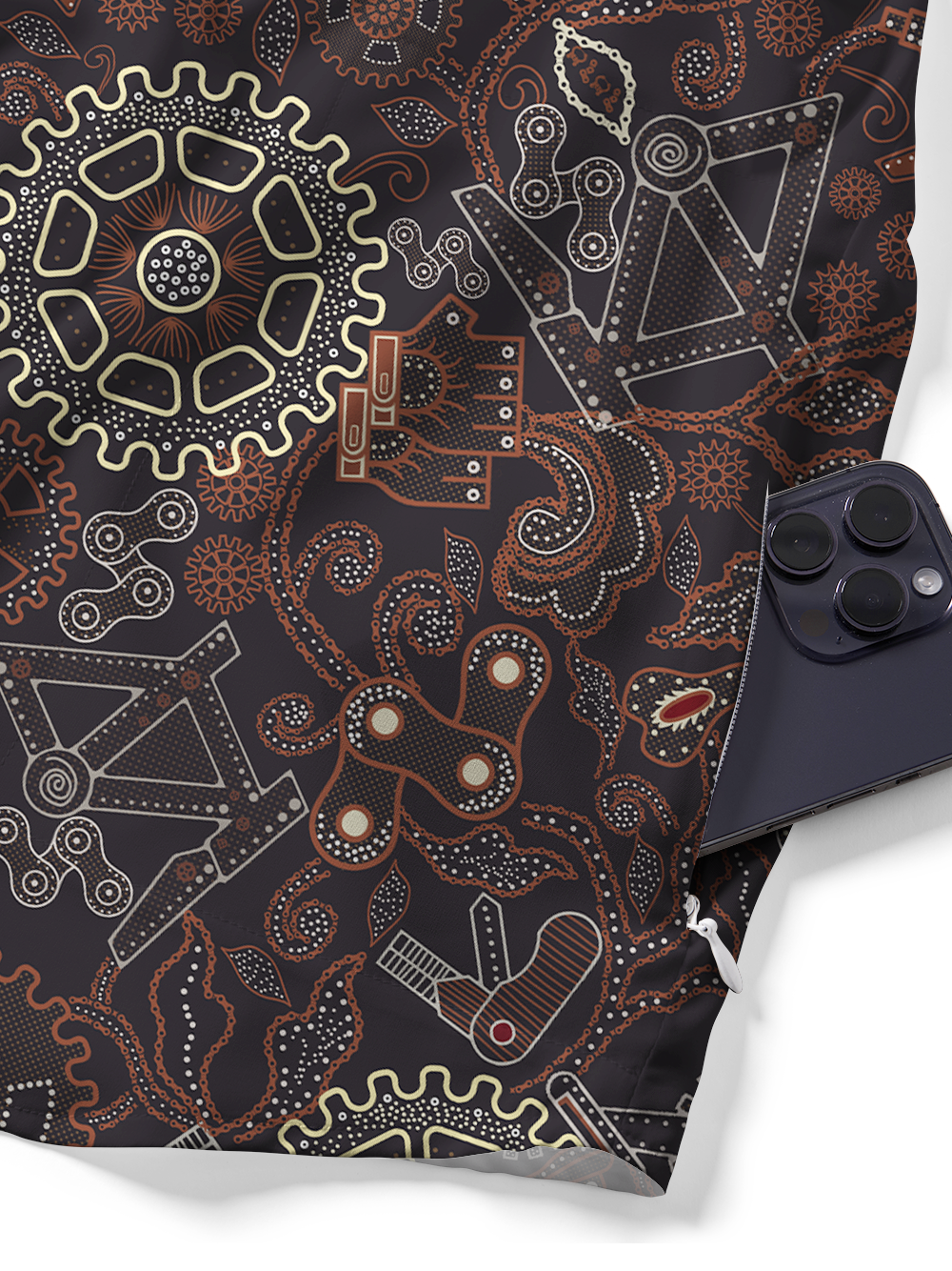 Orionride Batik Gears Zipper Pockets Ultra Lightweight Short Sleeves Gravel Shirt