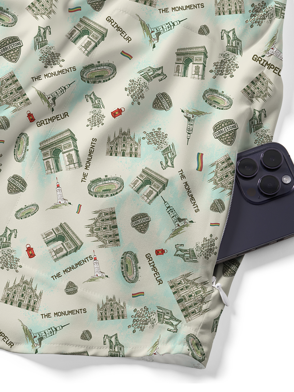 Orionride Landmark Buildings Zipper Pockets Ultra Lightweight Short Sleeves Gravel Shirt