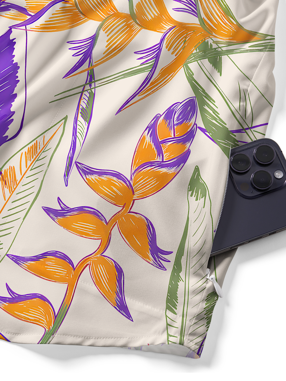 Orionride Tropical Palm Leaves Zipper Pockets Ultra Lightweight Short Sleeves Gravel Shirt