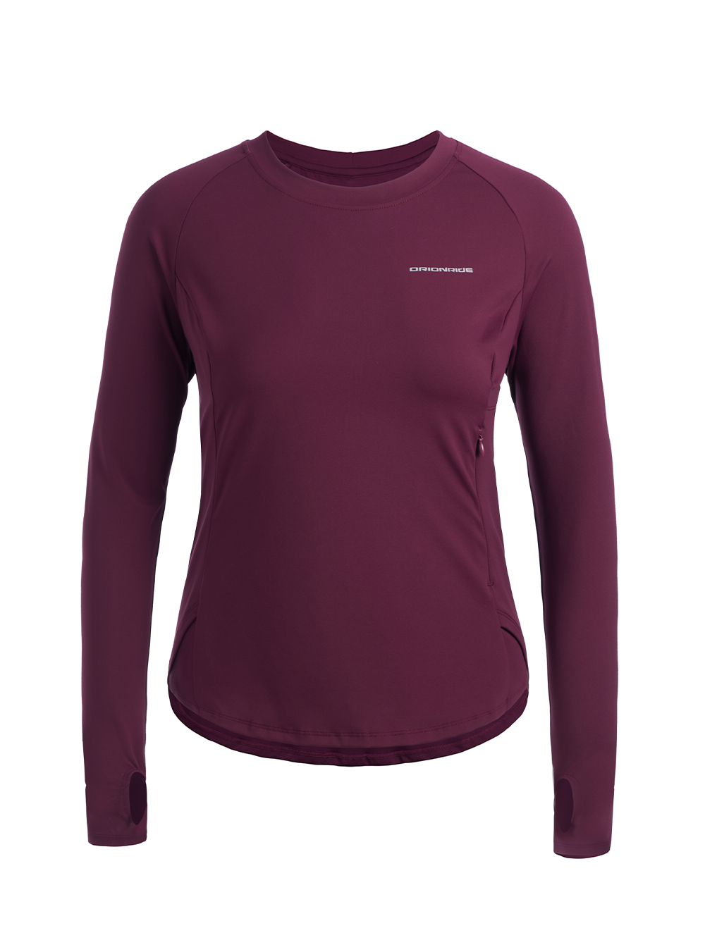 Orionride Women's Zipper Pockets Thumb Holes Long Sleeve Cycling Shirt Red