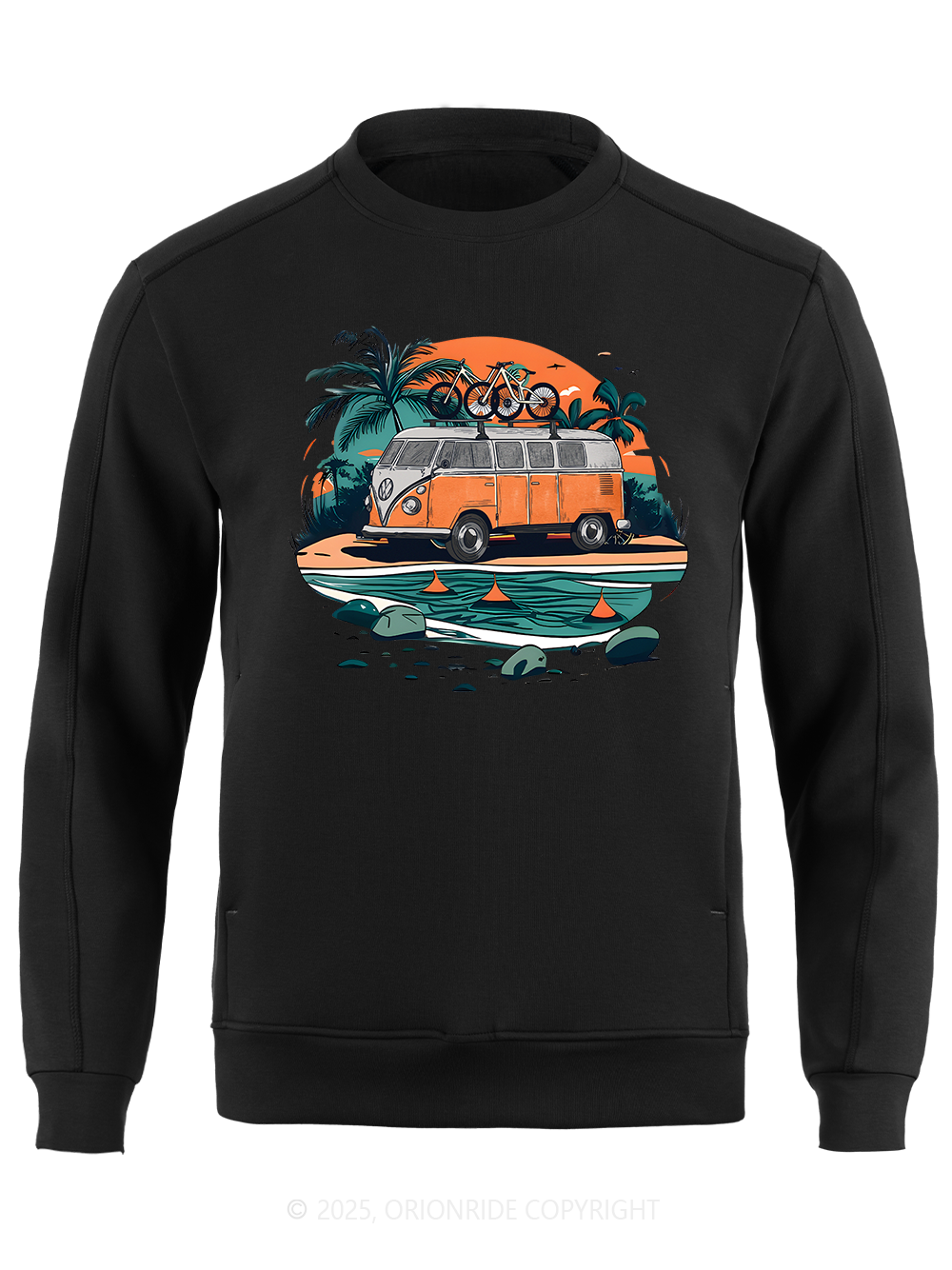 Orionride Beach Retro Car Long Sleeve Bike Sweatshirt