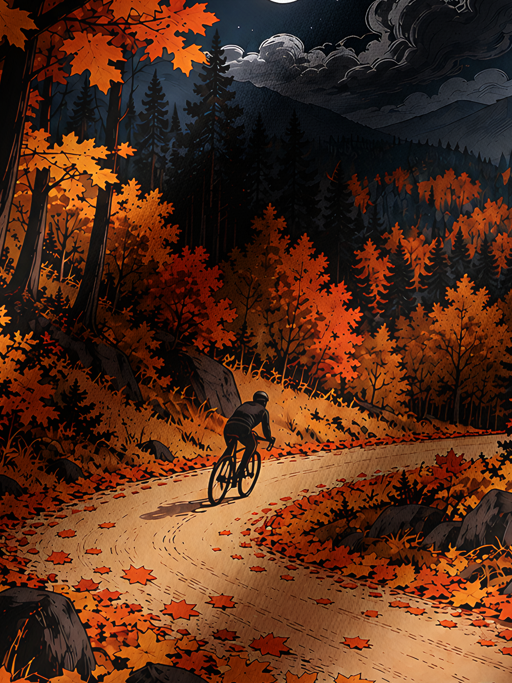 Orionride Autumn Nocturne Long Sleeve Cycling Hoodie Shirt