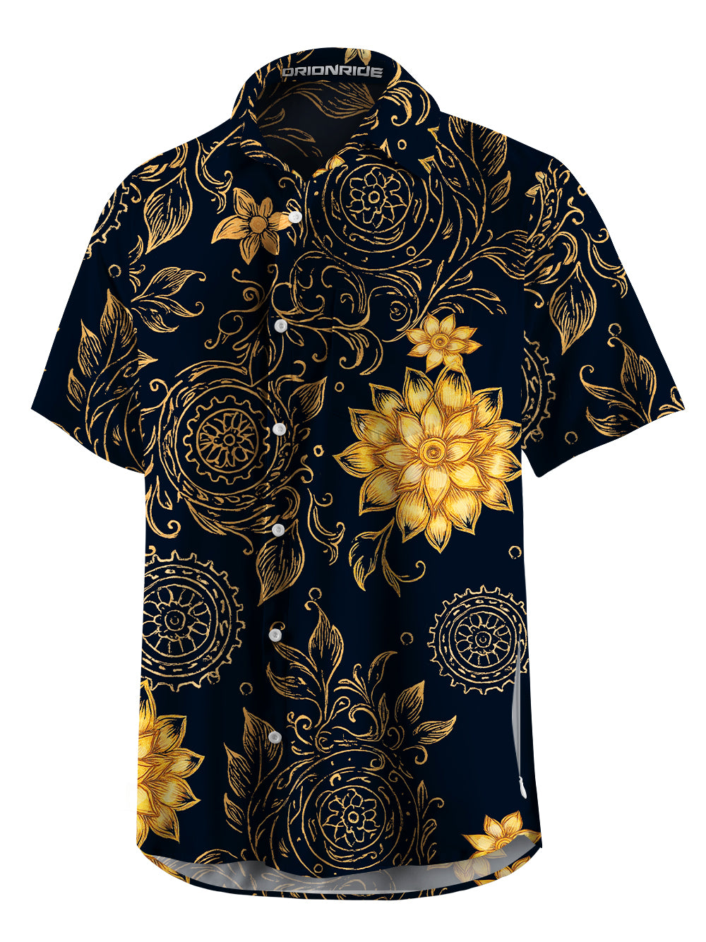 Orionride Golden Flowers Zipper Pockets Ultra Lightweight Short Sleeves Gravel Shirt