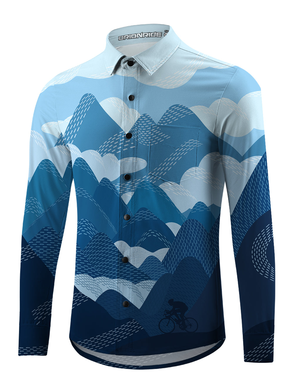 Orionride Wheel Mark Men's Stretchy Breathable Long Sleeve Gravel Shirt