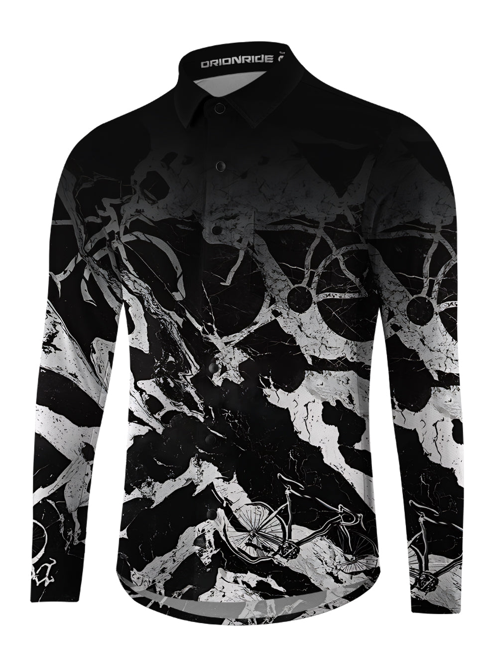 Orionride Abstract Bicycle Men's Stretchy Breathable Long Sleeve Gravel Shirt