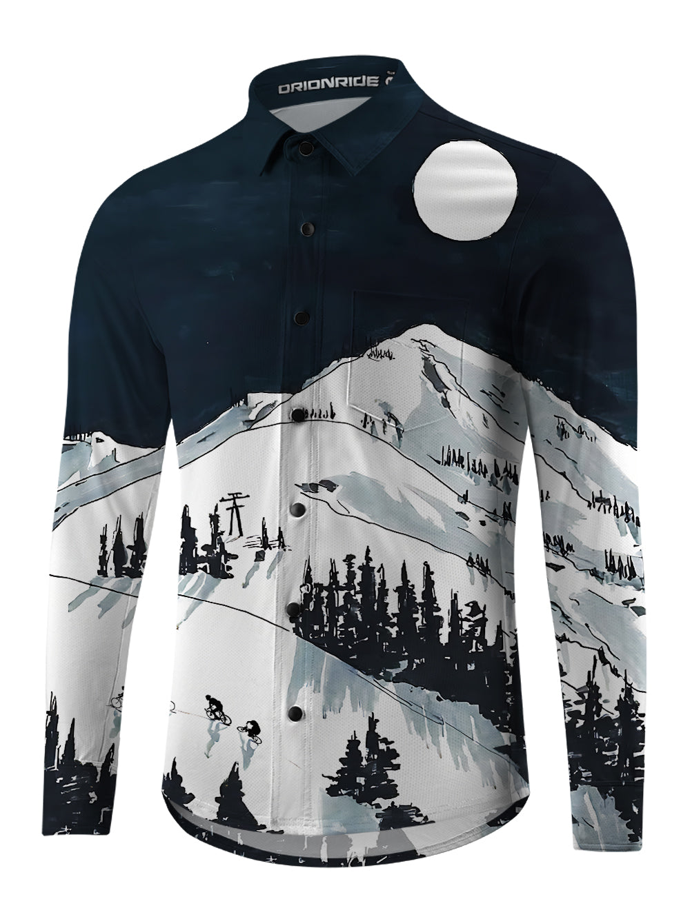 Orionride Snow Mountain Men's Stretchy Breathable Long Sleeve Gravel Shirt