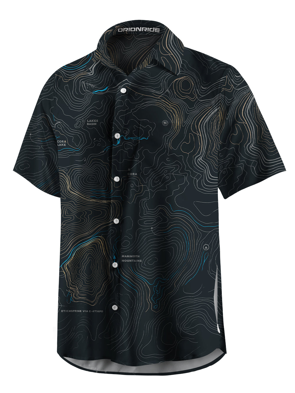 Orionride Panoramic Map Zipper Pockets Ultra Lightweight Short Sleeves Gravel Shirt
