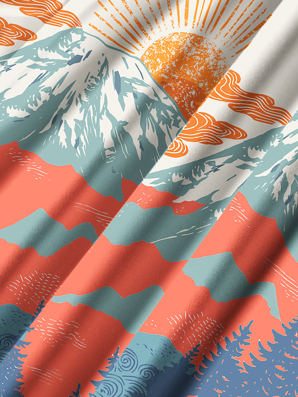 Orionride Sunset Scenery Zipper Pockets Ultra Lightweight Short Sleeves Gravel Shirt