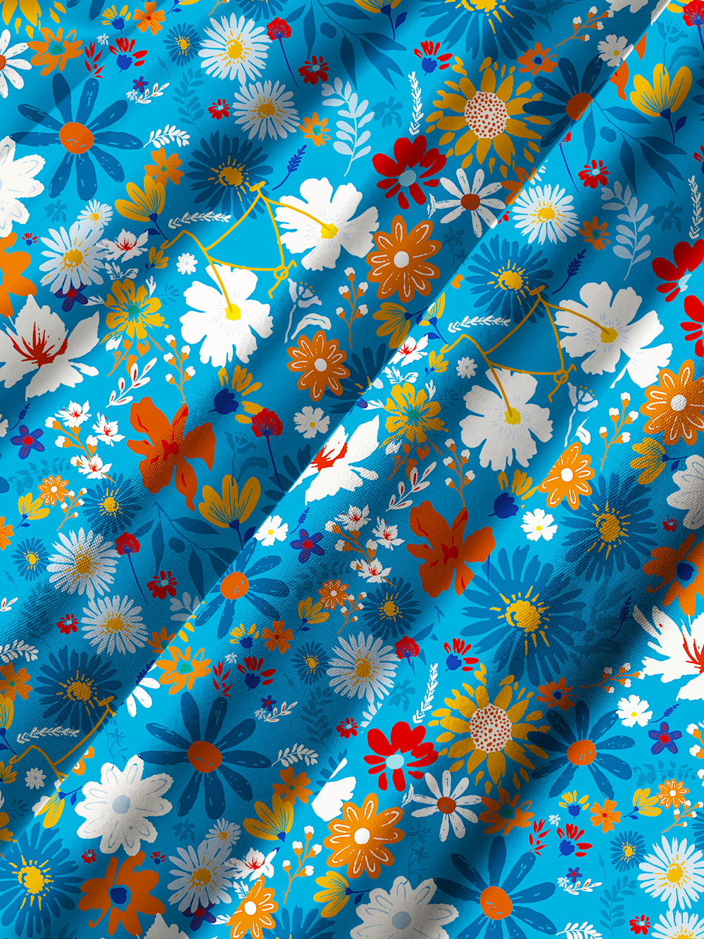 Orionride Sea Of Flowers Zipper Pockets Ultra Lightweight Short Sleeves Gravel Shirt