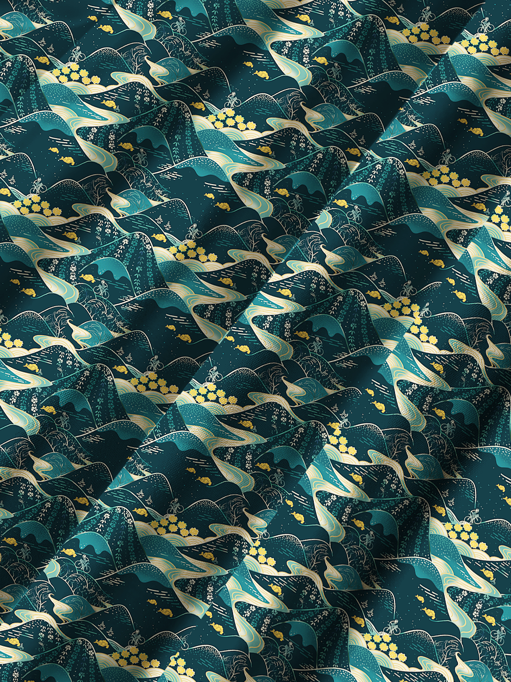 Orionride Mountains And Valleys Zipper Pockets Ultra Lightweight Short Sleeves Gravel Shirt