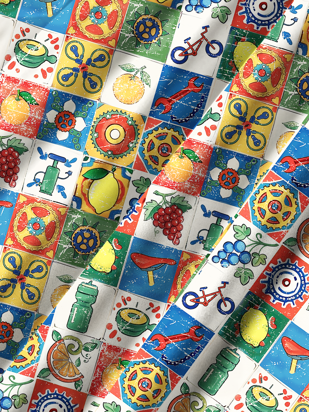 Orionride Fruits And Gears Zipper Pockets Ultra Lightweight Short Sleeves Gravel Shirt