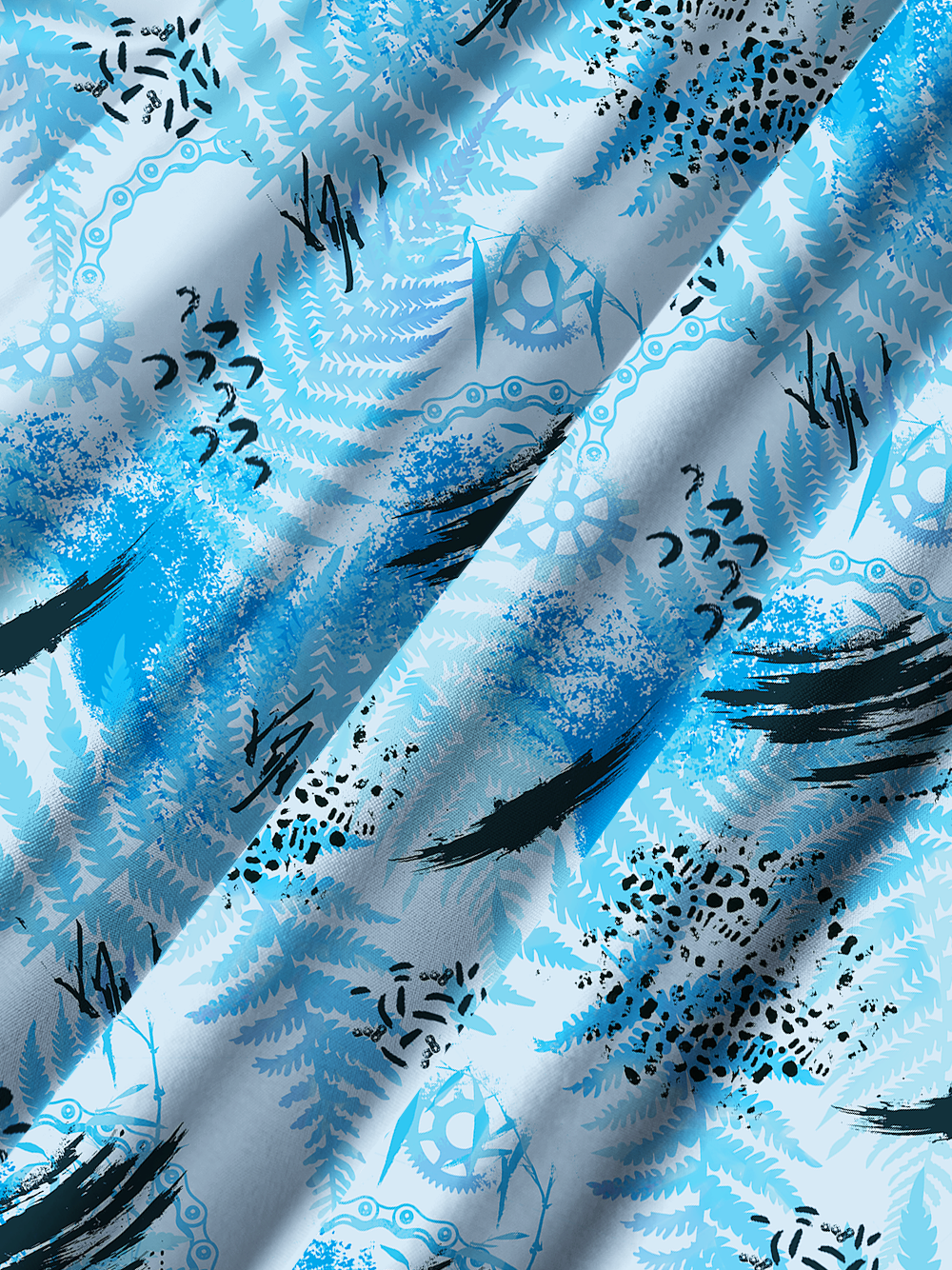 Orionride Blue Palm Leaves Zipper Pockets Ultra Lightweight Short Sleeves Gravel Shirt