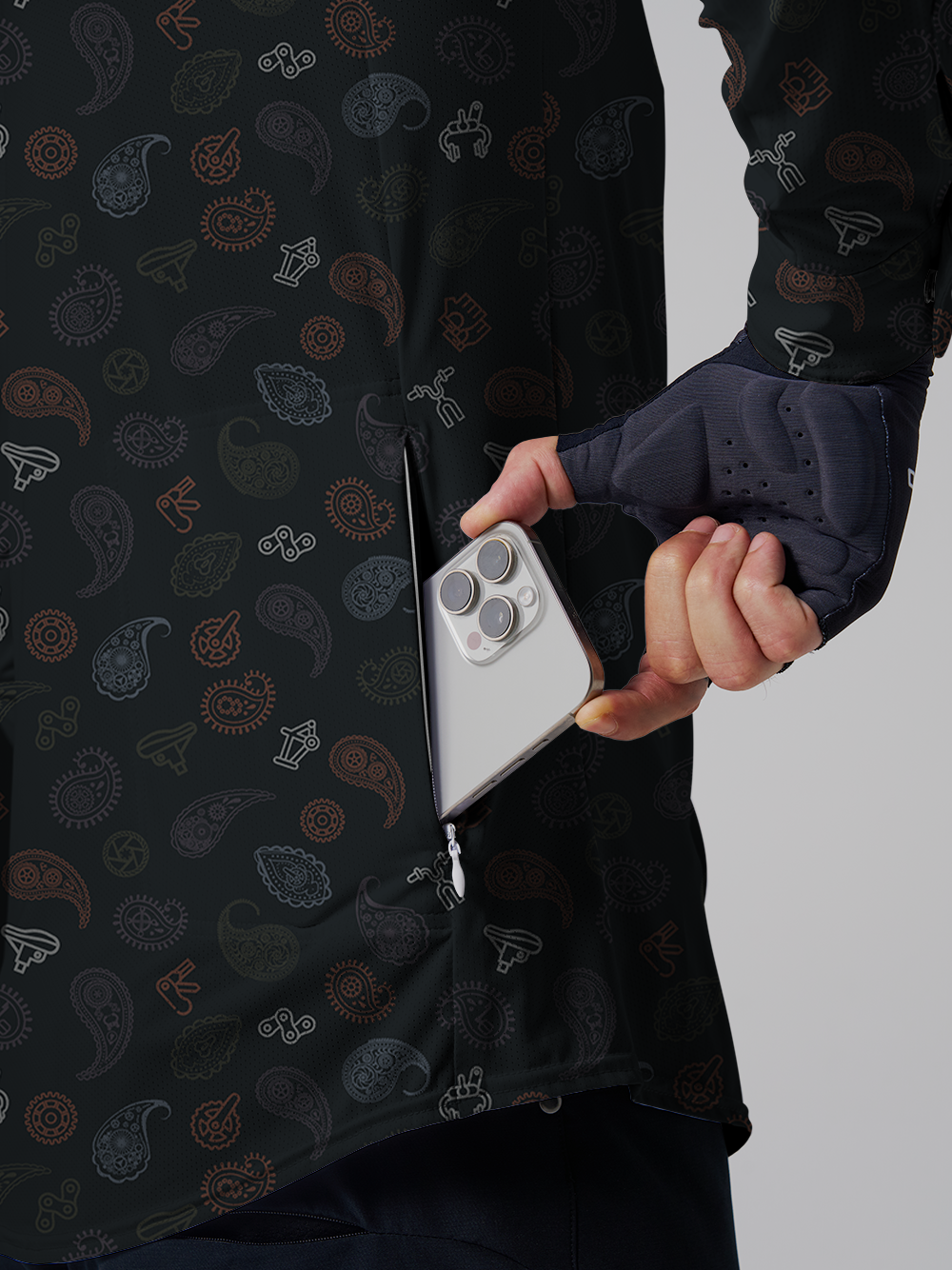 Orionride Strange Cashew Flower Men's Stretchy Breathable Long Sleeve Gravel Shirt