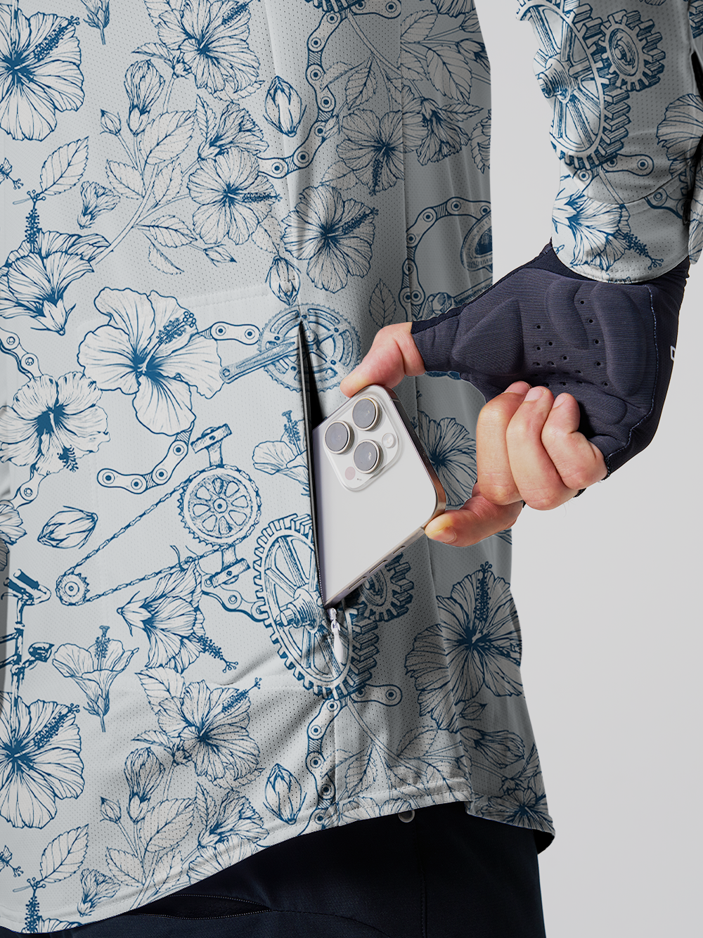 Orionride Hibiscus Gear Men's Stretchy Breathable Long Sleeve Gravel Shirt