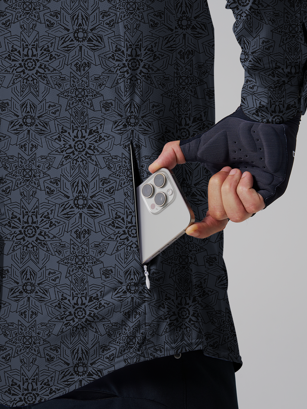 Orionride Snowflake-Shaped Parts Men's Stretchy Breathable Long Sleeve Gravel Shirt