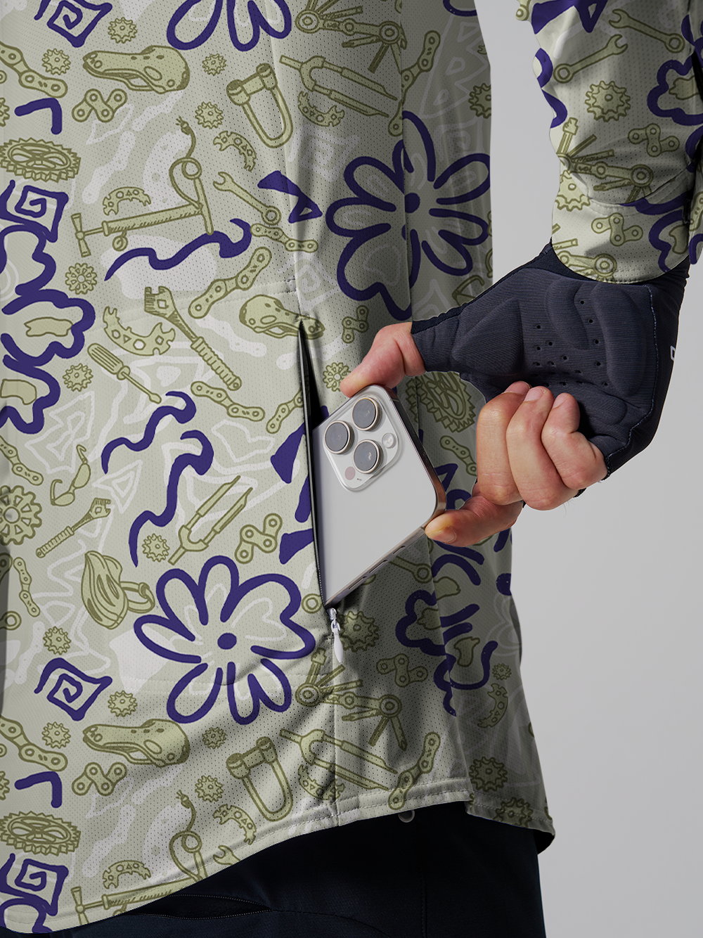 Orionride Deformed Parts Men's Stretchy Breathable Long Sleeve Gravel Shirt