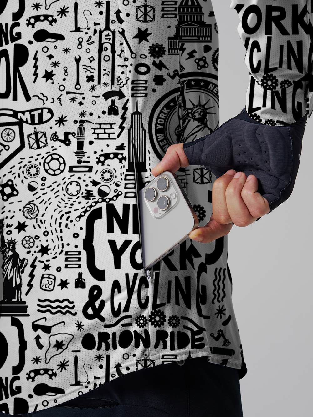 Orionride Go To New York Men's Stretchy Breathable Long Sleeve Gravel Shirt