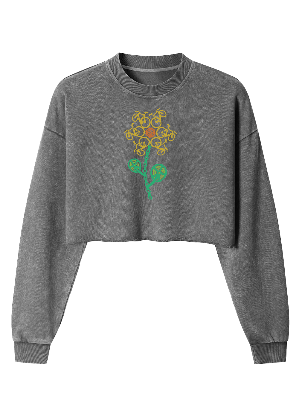 Orionride Sunflower Cycling Women's Washed Crop Sweatshirt
