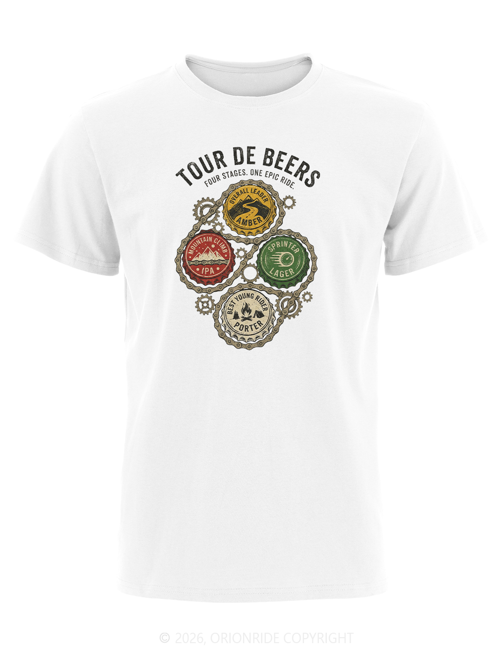 Orionride Colorful Beer Caps Short Sleeves Bike T-Shirt