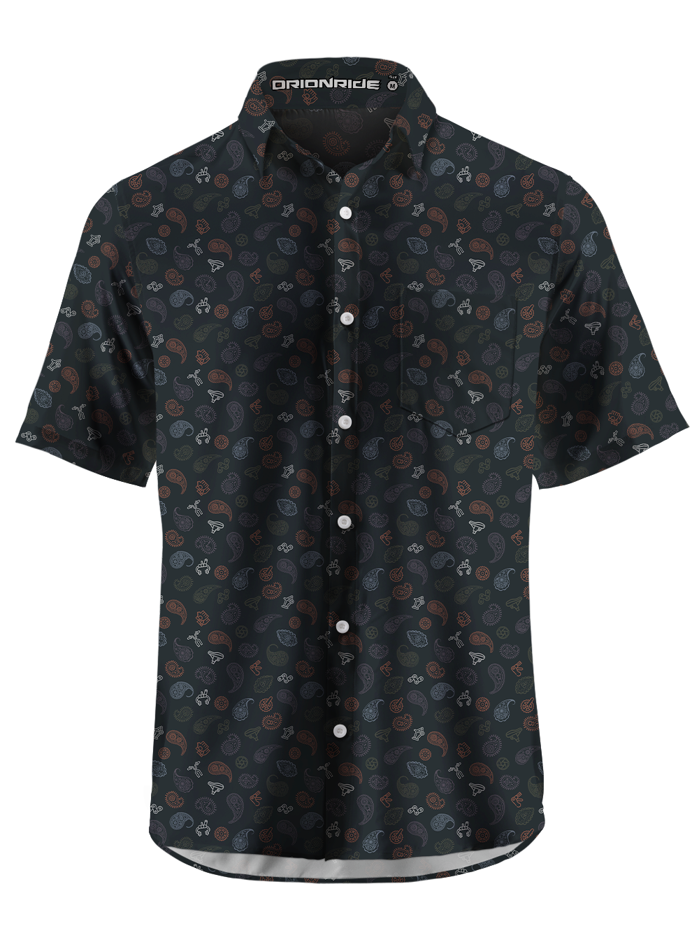 Orionride Strange Cashew Flower Zipper Pockets Ultra Lightweight Short Sleeves Gravel Shirt