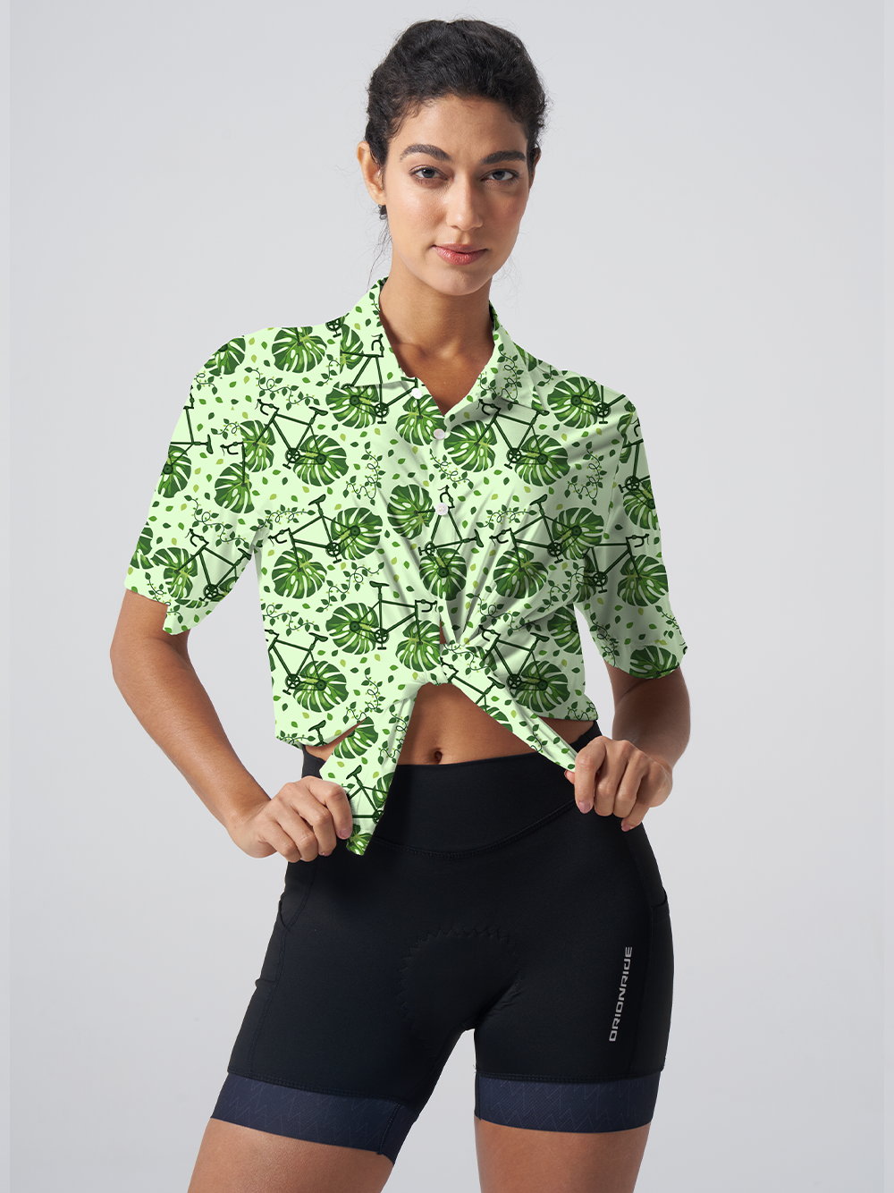 Orionride Monstera Bike Zipper Pockets Ultra Lightweight Short Sleeves Women's Gravel Shirt