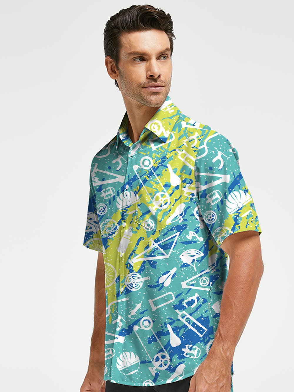 Orionride Graffiti Parts Zipper Pockets Ultra Lightweight Short Sleeves Gravel Shirt