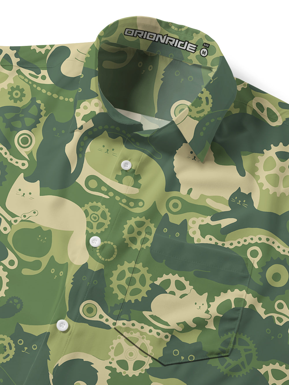 Orionride Cat Playing With Gears Zipper Pockets Ultra Lightweight Short Sleeves Gravel Shirt