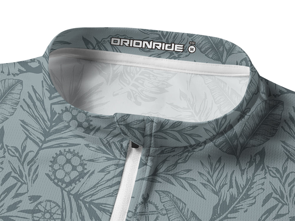 Orionride Leaves And Gears Long Sleeve Half Zipper Mountain Bike Jersey